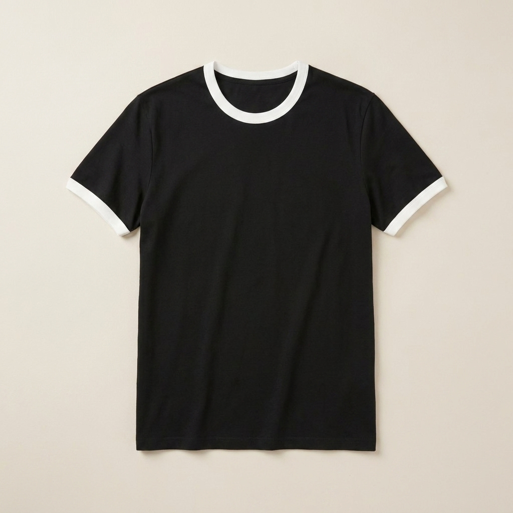 ETRNAL Ringer Tee in Black, flat lay