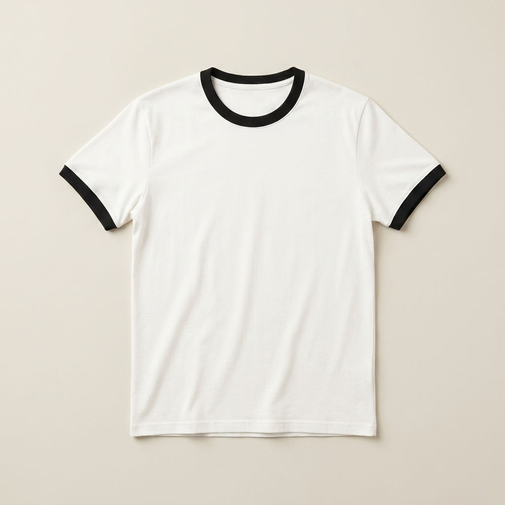 ETRNAL Ringer Tee in White, flat lay