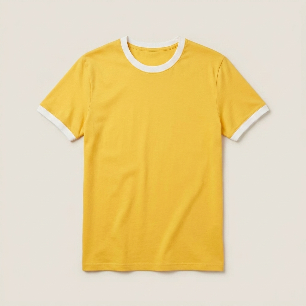 ETRNAL Ringer Tee in Fluorescent Yellow, flat lay