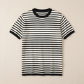 ETRNAL Striped Ringer Tee in Black, flat lay