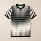 ETRNAL Striped Ringer Tee in Black, flat lay