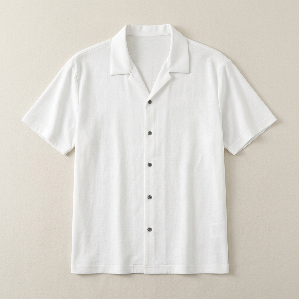 ETRNAL Short Sleeve Linen Shirt in White, flat lay