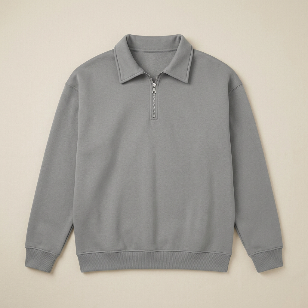 ETRNAL Quarter Zip in Grey, flat lay