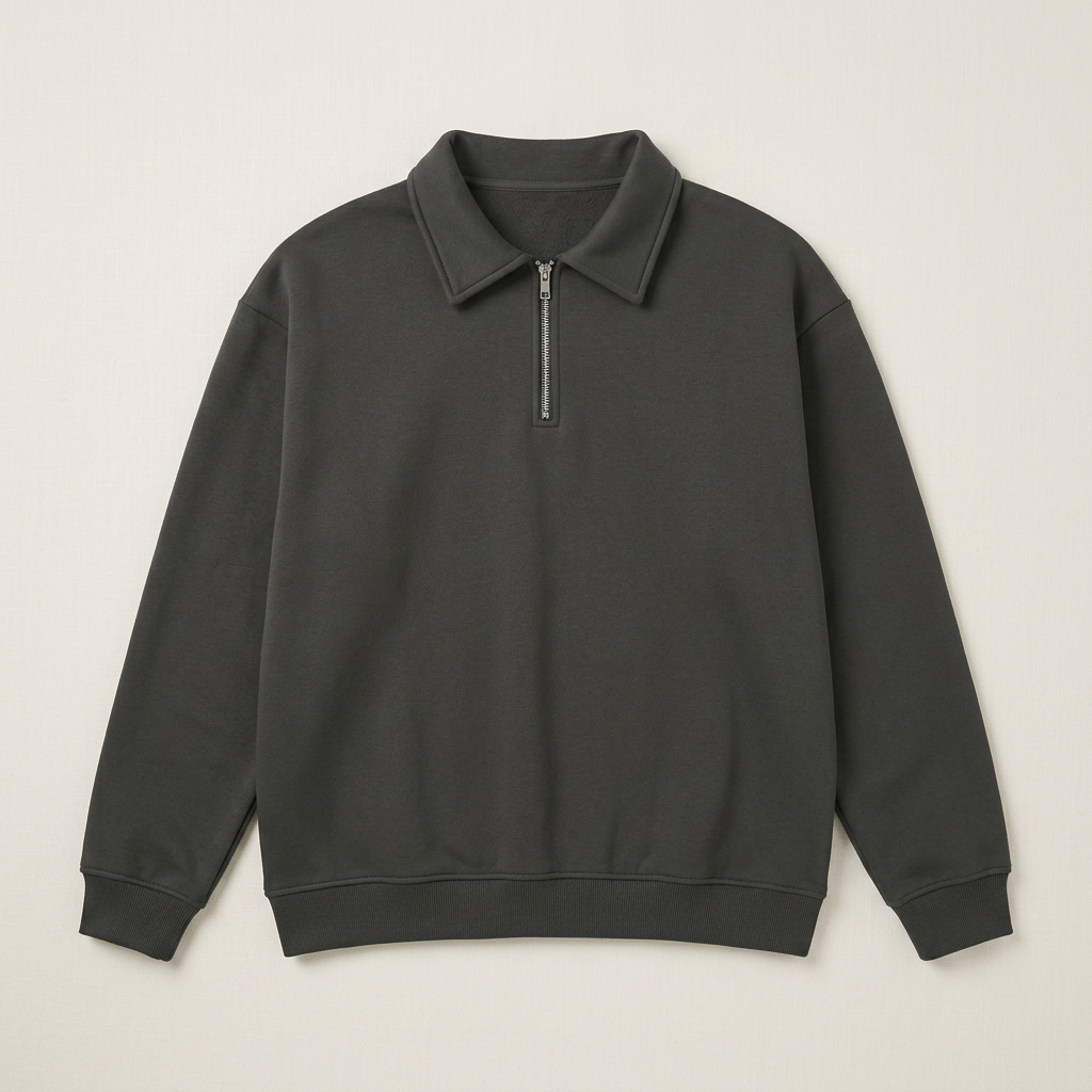 ETRNAL Quarter Zip in Dark Grey, flat lay