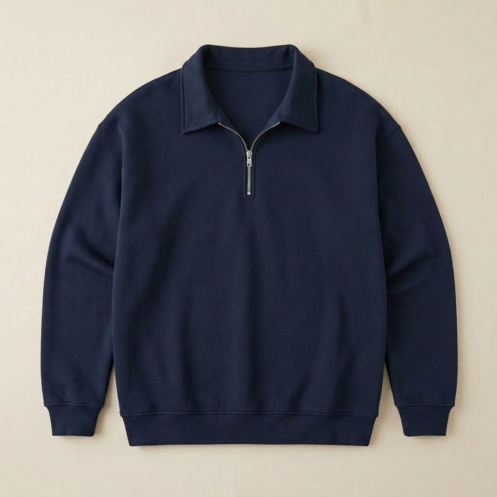 ETRNAL Quarter Zip in Navy, flat lay