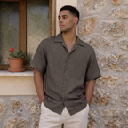 ETRNAL Short Sleeve Linen Shirt, flat lay