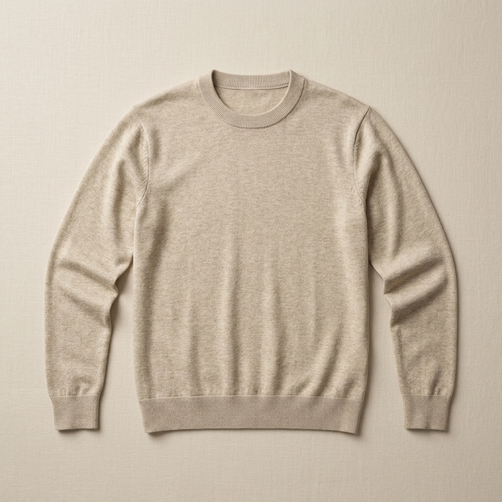 ETRNAL Wool Sweater in Apricot, flat lay